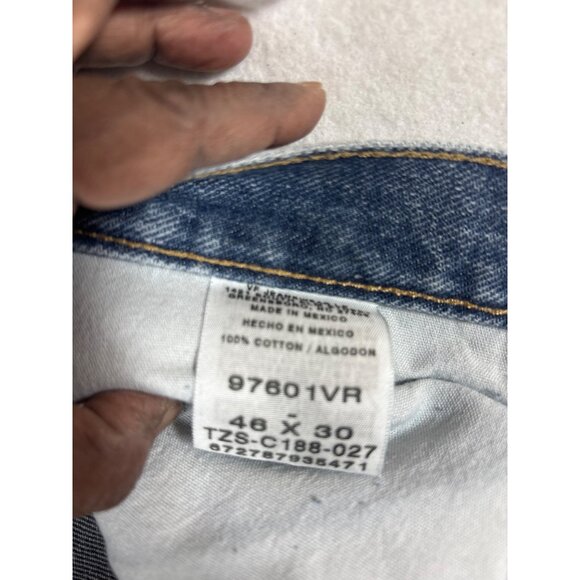 Wrangler  Denim Jeans 46x30 Mens Blue Straight Leg Relaxed Fit - Picture 6 of 9